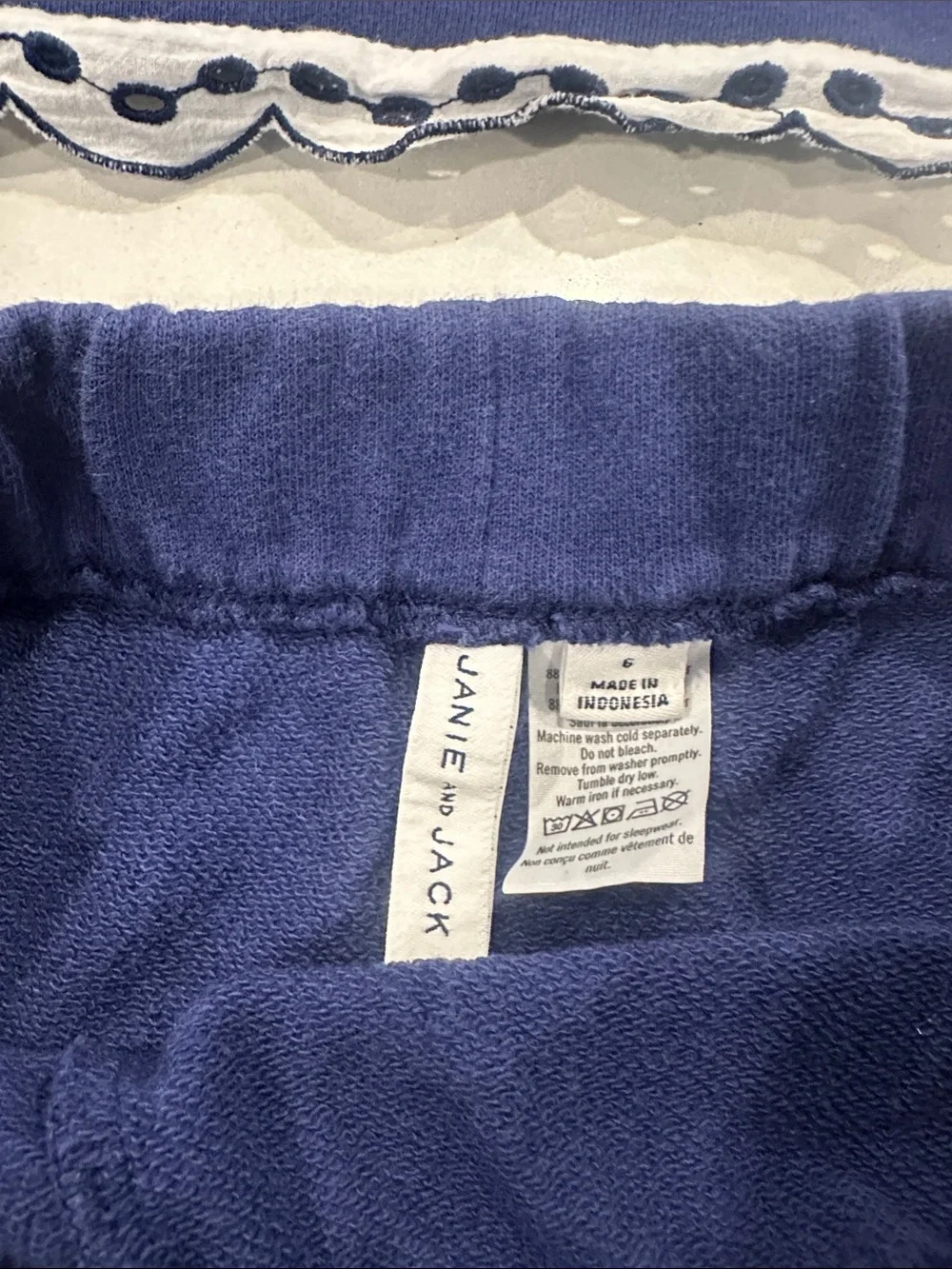 Janie and Jack Royal Blue Knit Top with White Scalloped Trim